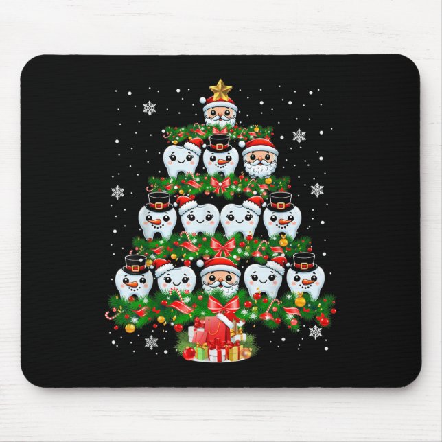 Xmas Lights Teeth Doctor Dentist Tooth Teeth Chris Mouse Pad (Front)