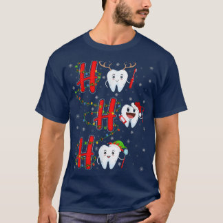 Xmas Lights Tooth Teeth Ho Ho Ho Dentist Christmas T-Shirt