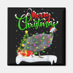 Xmas Lights Tree Santa Guinea Fowl Bird Merry Chri Magnet