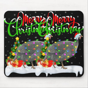 Xmas Lights Tree Santa Guinea Fowl Bird Merry Chri Mouse Pad