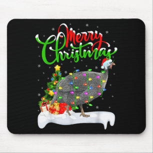 Xmas Lights Tree Santa Guinea Fowl Bird Merry Chri Mouse Pad