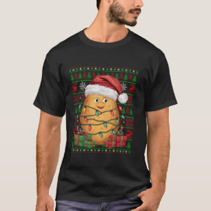 Xmas Lights Ugly Santa Hat Funny Vegetable Potato  T-Shirt