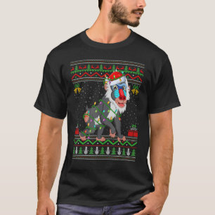 Xmas Lights Ugly Sweater Style Santa Baboon Christ