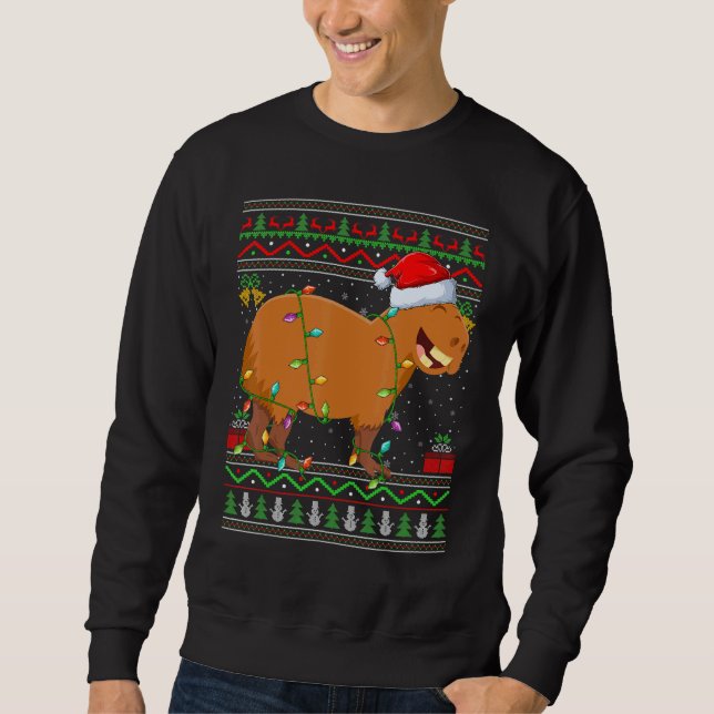 Xmas Lights Ugly Sweater Style Santa Capybara Chri (Front)