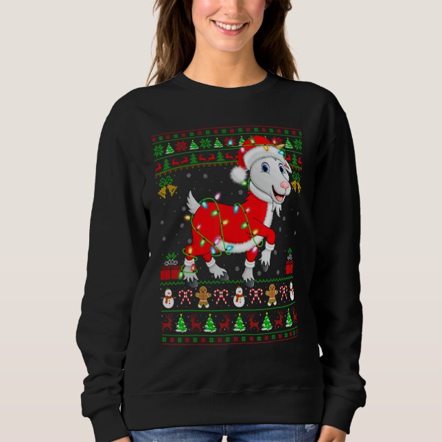 Xmas Lights Ugly Sweater Style Santa Goat Christma (Front)