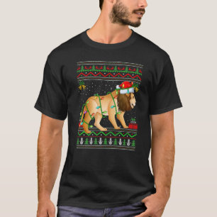 Xmas Lights Ugly Sweater Style Santa Mountain Lion