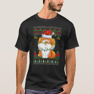 Xmas Lights Ugly Sweater Style Santa Persian Cat C