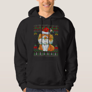 Xmas Lights Ugly Sweater Style Santa Persian Cat C
