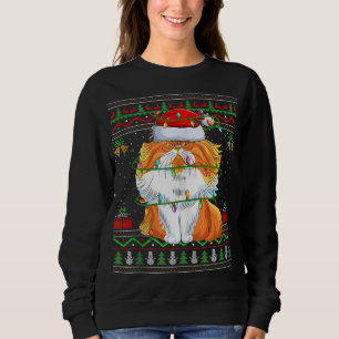 Xmas Lights Ugly Sweater Style Santa Persian Cat C
