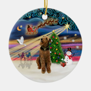 Xmas Magic - Airedale (looking up) Ceramic Tree Decoration
