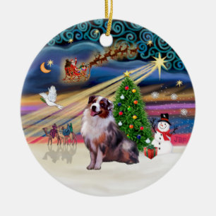 Xmas Magic - Aussie Shepherd 1 (merle) Ceramic Ornament