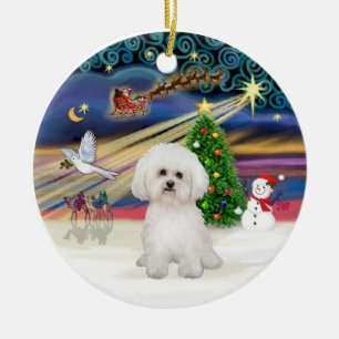Xmas Magic - Bichon Frise 2 Ceramic Ornament