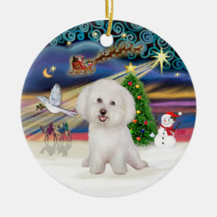 Xmas Magic - Bichon Frise #7 Ceramic Ornament