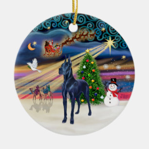 Xmas Magic - Blue Great Dane Ceramic Tree Decoration