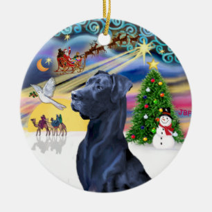 Xmas Magic* -Blue Great Dane (Head) (natural ears) Ceramic Ornament