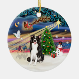 Xmas Magic - Border Collie 1 Ceramic Ornament