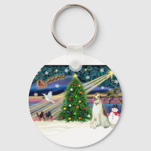 Xmas Magic-Borzoi Key Ring