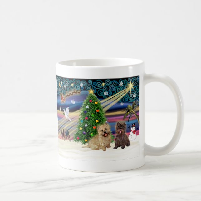 Xmas Magic-Cairn Pair-wheatn+brindle Coffee Mug (Right)