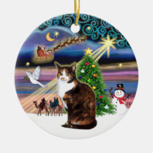 Xmas Magic - Calico cat (ASH) Ceramic Ornament