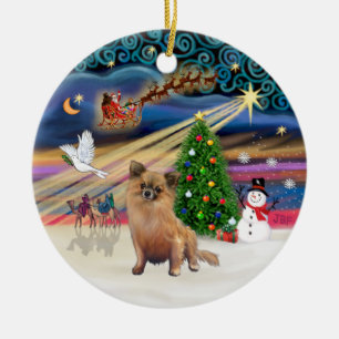 Xmas Magic - Chihuahua (long haired) Ceramic Tree Decoration