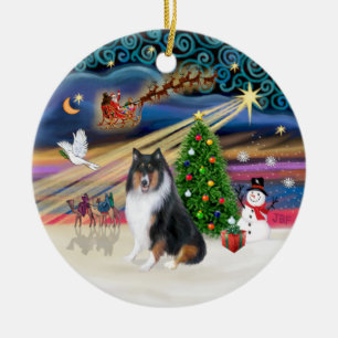 Xmas Magic - Collie (tri colir) Ceramic Tree Decoration