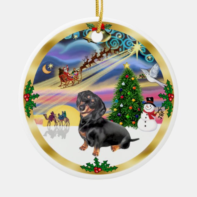 Xmas Magic - Dachshund (BT 4) Ceramic Ornament (Front)