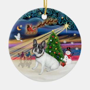 Xmas Magic - French Bulldog (white-black) Ceramic Tree Decoration