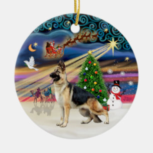 Xmas Magic - German Shepherd 13 Ceramic Tree Decoration