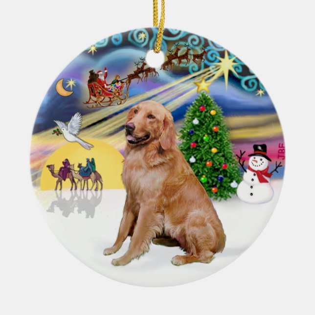 Xmas Magic - Golden (B1) Ceramic Ornament (Front)