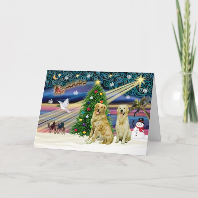 Xmas Magic-Golden-Pair Holiday Card (Front)