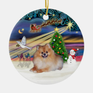 Xmas Magic - Pomeranian 4 Ceramic Tree Decoration