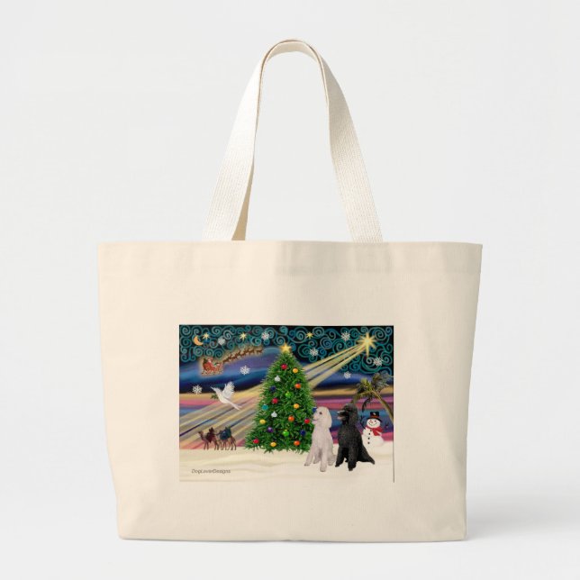 XMAS MAGIC-Poodle ST-Pair2 Large Tote Bag (Front)