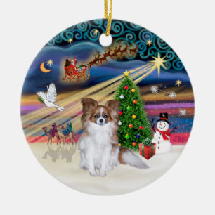Xmas Magic - Red Sable Papillon Ceramic Ornament