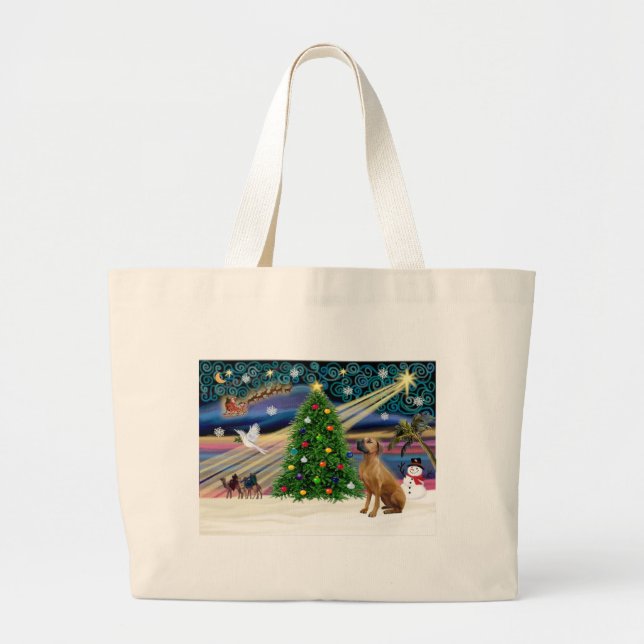 Xmas Magic-Rhodesian Ridgeback-lkup Large Tote Bag (Front)