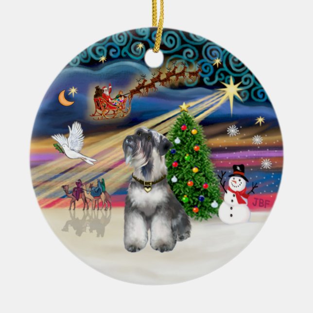 Xmas Magic - Schnauzer 6 Ceramic Ornament (Front)