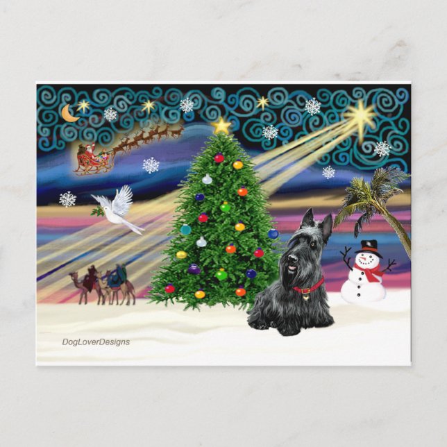 XMAS MAGIC-Scottie2B Holiday Postcard (Front)
