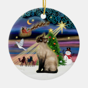 Xmas Magic - Seal Point Siamese Ceramic Tree Decoration