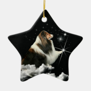 Xmas Magic Sheltie Ceramic Ornament