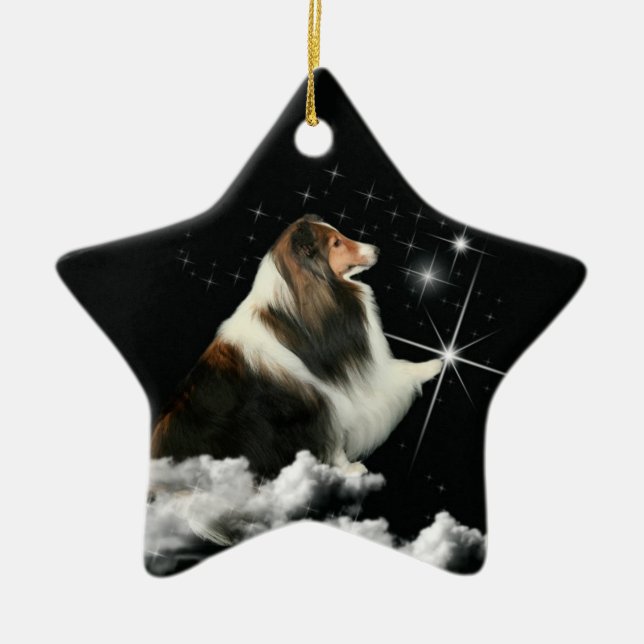 Xmas Magic Sheltie Ceramic Ornament (Front)