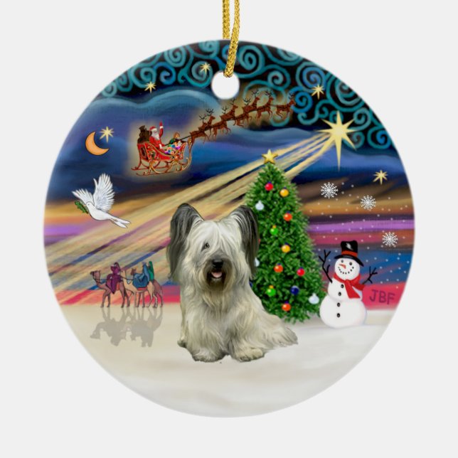 Xmas Magic - Skye Terrier (light) Ceramic Ornament (Front)