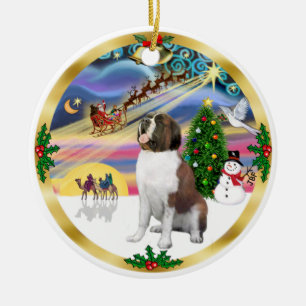 Xmas Magic - St. Bernard 1 Ceramic Tree Decoration