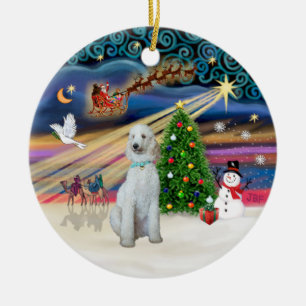 Xmas Magic - Standard Poodle (cream/white) Ceramic Tree Decoration