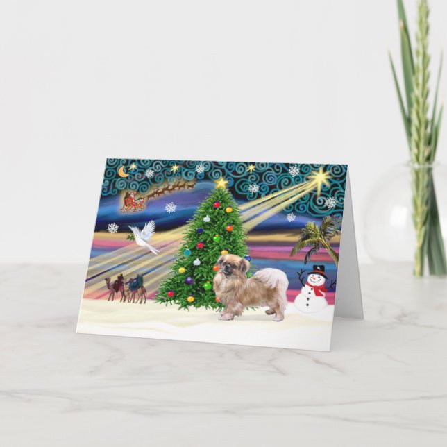 Xmas Magic-Tibetan Spaniel Holiday Card (Front)