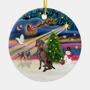 Xmas Magic - Weimaraner #A7 Ceramic Tree Decoration