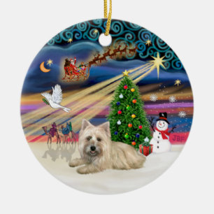 Xmas Magic - Wheaten Cairn Terrier #4 (lying) Ceramic Tree Decoration