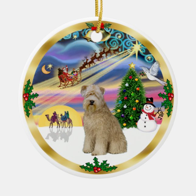 Xmas Magic-Wheaten Terrier 8 Ceramic Ornament (Front)