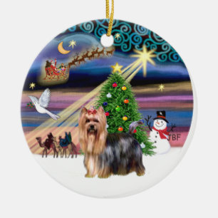 Xmas Magic - Yorkie 9 Ceramic Ornament