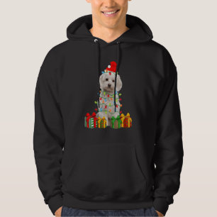 Xmas Maltese Dog Christmas Lights Puppy Hoodie