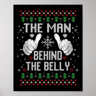 Xmas Man Behind The Belly Dad Pregnancy Announceme Poster