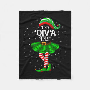 Xmas Matching Family Women Girls Mum The Diva Elf Fleece Blanket